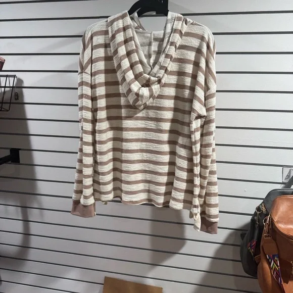 Striped Hoodie with Drawstring - Picture 2 of 3